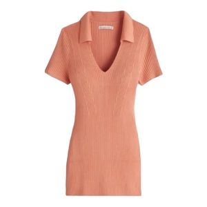 Aberocrombie & Fitch Ribbed Knit Collar Polo V neck Sweater Material Mini Dress